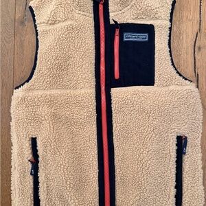 Vineyard Vines Kids Fleece Vest - Tan and Navy